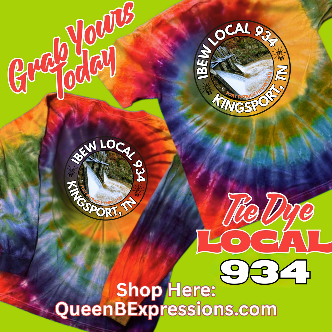 IBEW LOCAL 934 ~ SHORT SLEEVE ~ HAND TIE DYED SHIRT W/APPROPRIATE LOGO (VERY LIMTED QUANTITIES)