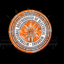Load image into Gallery viewer, IBEW BIG ORANGE TIE DYE EMBLEM
