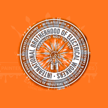 Load image into Gallery viewer, IBEW BIG ORANGE TIE DYE EMBLEM
