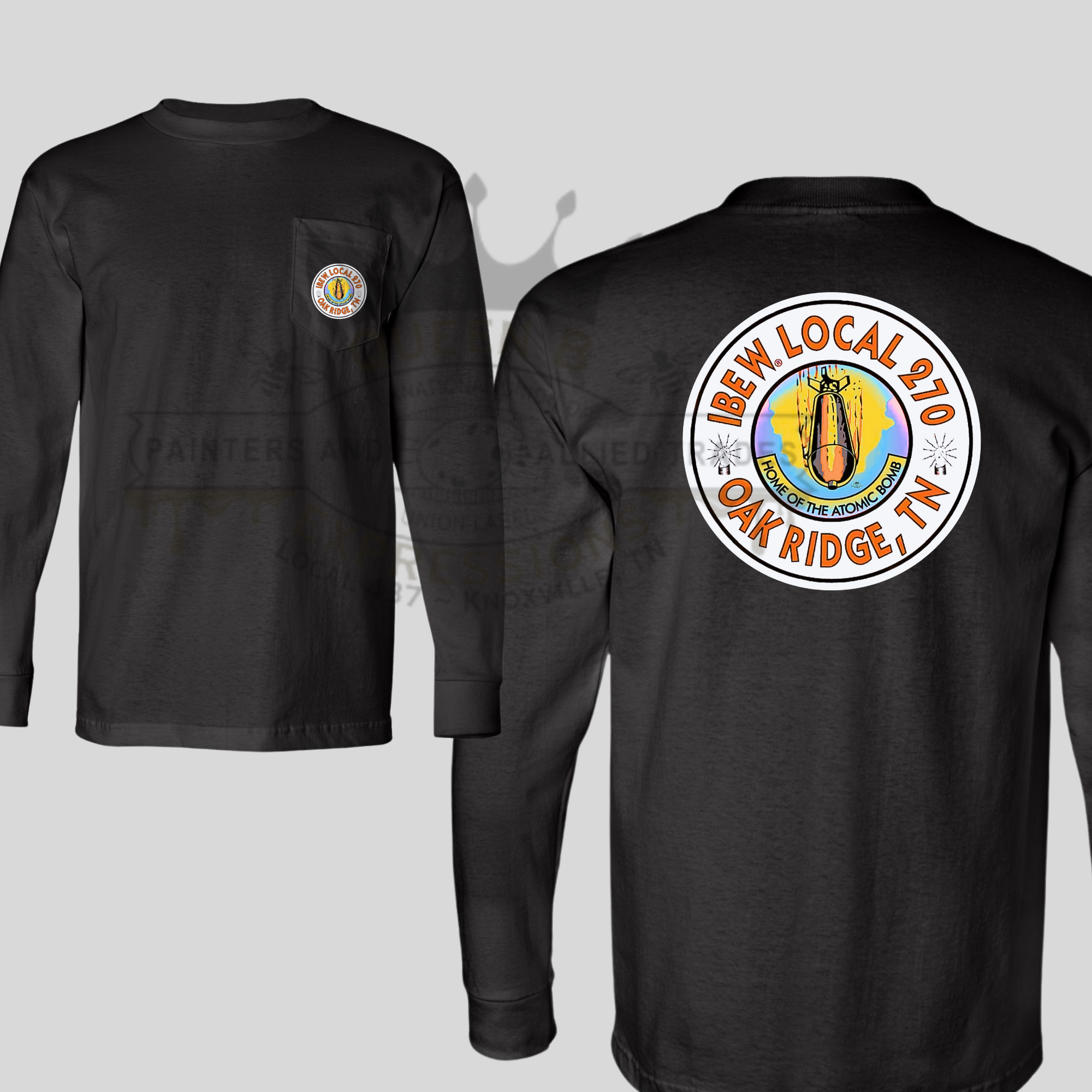 IBEW LOCAL 270 ~ B O M B ORANGE LETTERING ~ LONG SLEEVE – Queen B 