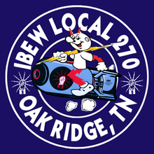 Load image into Gallery viewer, IBEW LOCAL 270 ~ SHORT SLEEVE ~ BLUE HAND TIE DYED SHIRT W/REDDY ROCKET
